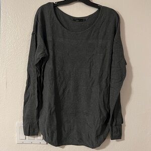 Prana Charcoal Long Sleeve Pattern-weave Boatneck Sweater